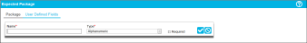 User Defined Fields Tab in Add Mode at the Expected Package Page