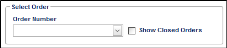 Picking Orders page - Select Order portion