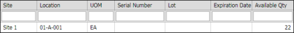 Pick Inventory form - Location field drop-down list filter panel